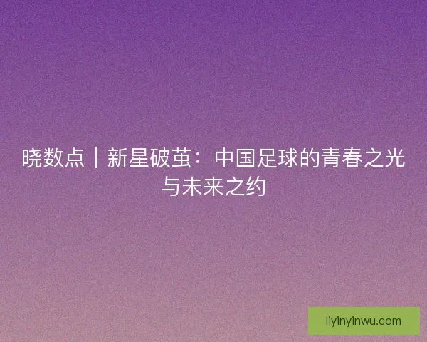 晓数点｜新星破茧：中国足球的青春之光与未来之约