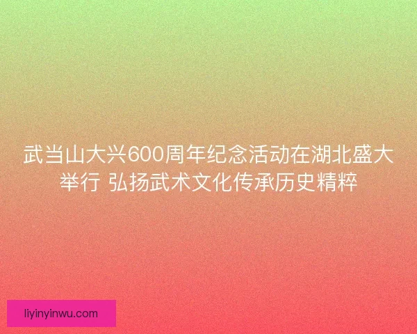 武当山大兴600周年纪念活动在湖北盛大举行 弘扬武术文化传承历史精粹